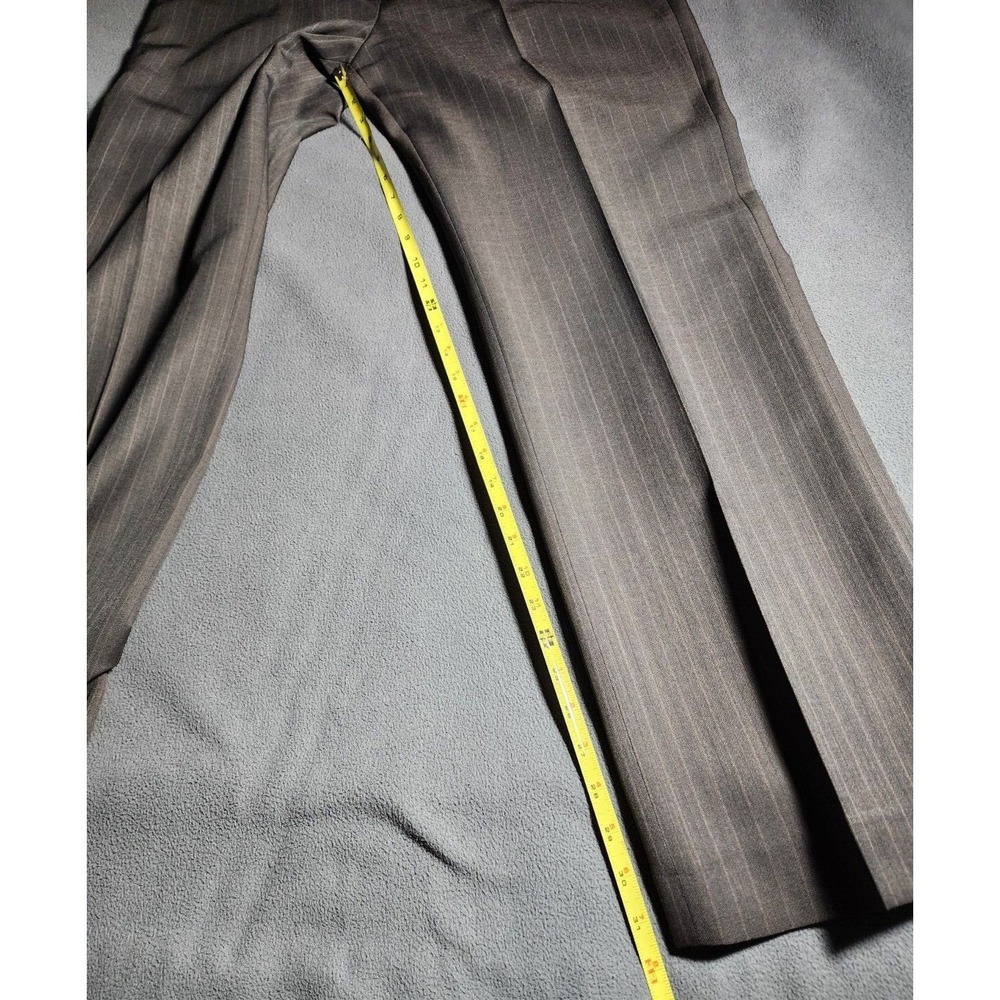 Kasper Pants Womens Size 10 Brown Striped Chino Casual Ankle Buttons Zip - Picture 11 of 16